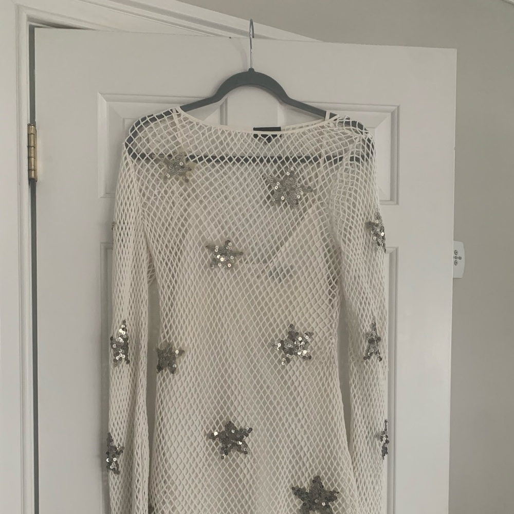 Majorelle White Star Sequin Seaside Mini Dress